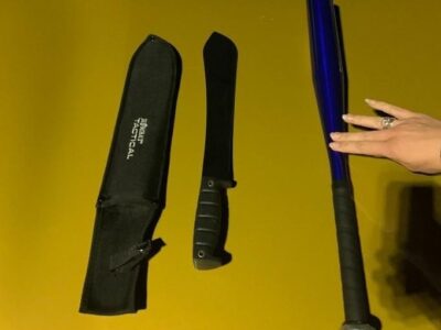 dangerous weapon found in Yellow Kia Ceed