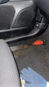 dangerous weapon in the footwell of Ford Focus