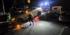 Mercedes-AMG C63 recovered onto a flatbed by W4G Track Recovery