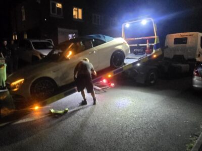 Mercedes-AMG C63 recovered onto a flatbed by W4G Track Recovery